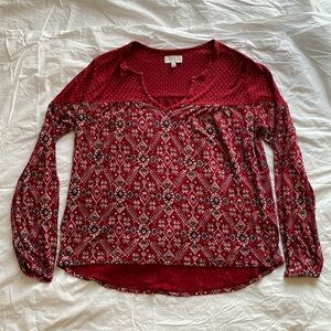 Lucky Brand Boho Red and Black Top L Size